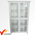 White Glass Front Antique Vintage Wooden Display Cabinet